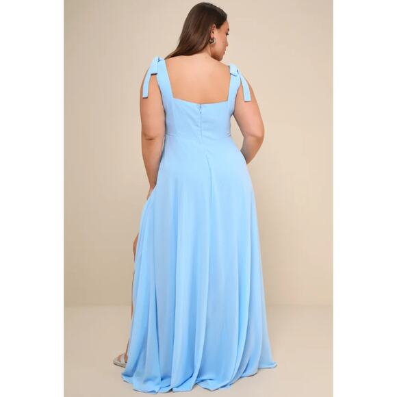 NEW Love Me Forever Light Blue Square Neck Maxi Dress - Picture 2 of 12